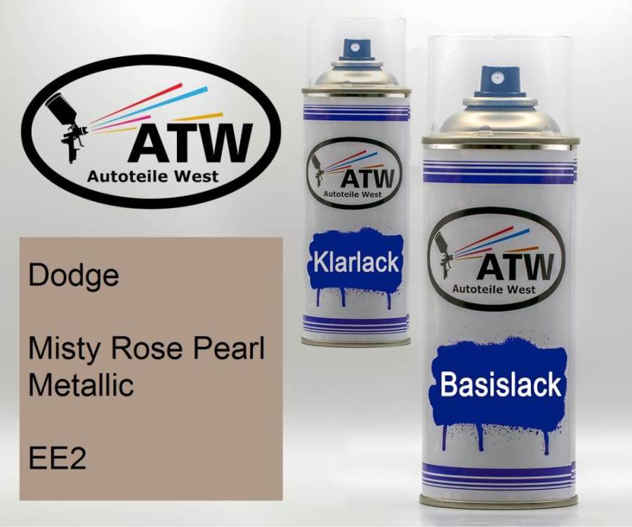 Dodge, Misty Rose Pearl Metallic, EE2: 400ml Sprühdose + 400ml Klarlack - Set, von ATW Autoteile West.